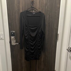 Fashion Nova Black Long Sleeve Ruched Dress